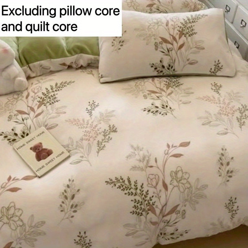 New Autumn-Winter Collection: Soft and Comfortable 4pcs Bedding Set with Plant Patter