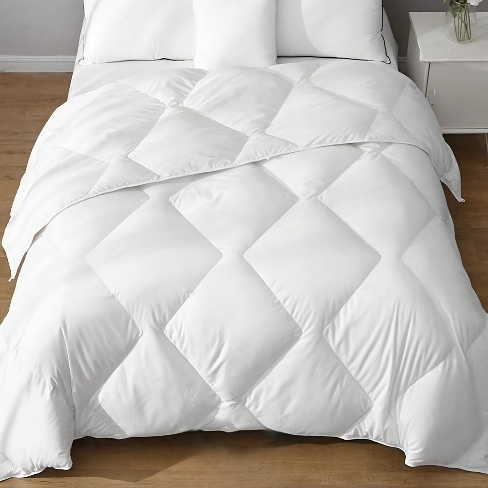 1pc Luxury Geometric Quilted Comforter - Fluffy, Breathable Polyester Duvet Insert for All Seasons