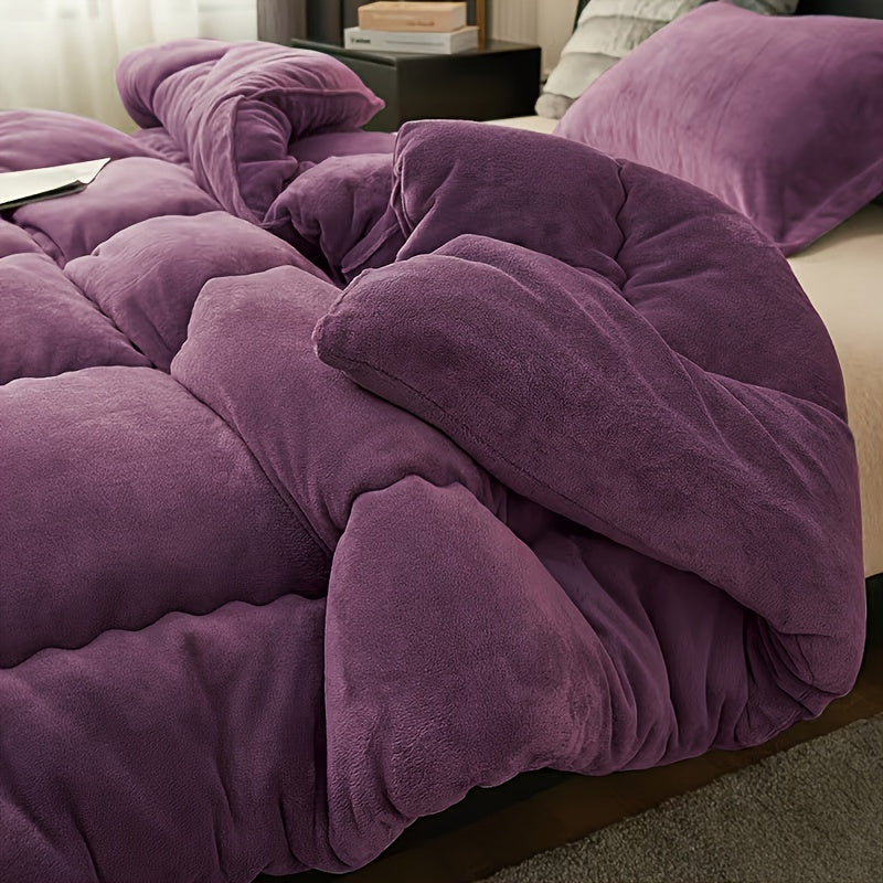 3pcs of violet double-sided milk velvet warm velvet quilt sets, suitable for use in autumn and winter