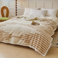 All-Season Thickened Taffeta Fleece Blanket - Soft Geometric Pattern, Lightweight & Durable for Office Naps