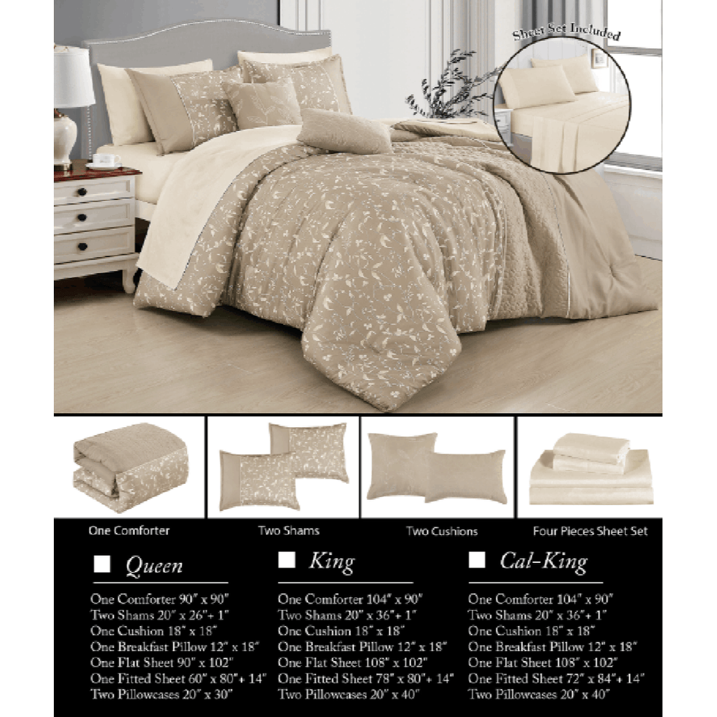 Premium Comfort Elevate your bedroom with this meticulously crafted 9-piece bedding collection