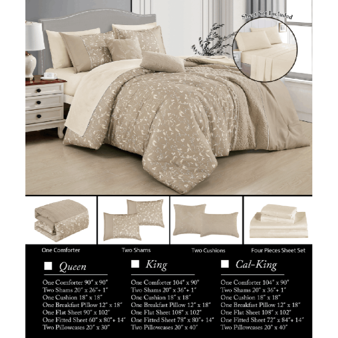 Premium Comfort Elevate your bedroom with this meticulously crafted 9-piece bedding collection