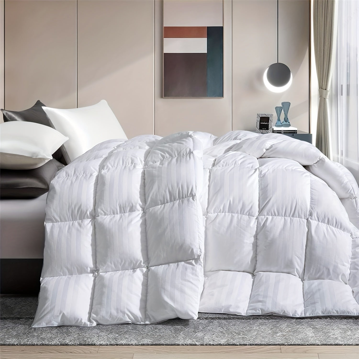 Luxury Hotel Comforter 1pc Luxury Hotel Bed Comforter - King u002FQueen Size All-Season Bedspread with 3D Polyester Fill