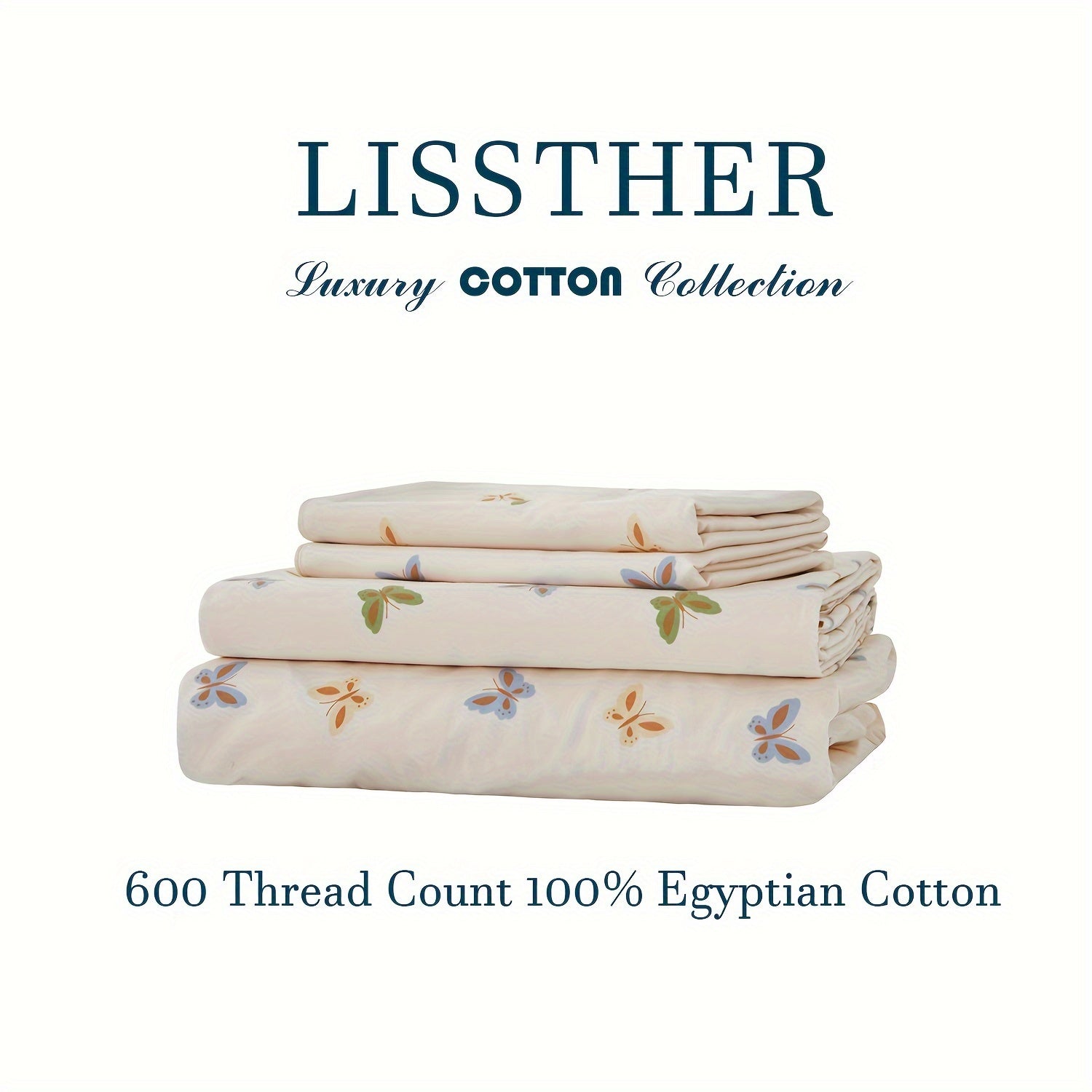 4pcs 600TC 100% Egyptian Cotton Fitted Sheet Set (1*Fitted Sheet+1*Flat Sheet+2*Pillowcase, Without Core)