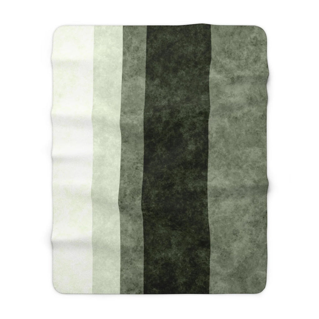 Elegant Sage Green & White Striped Sherpa Throw Blanket - Soft, Plush, All-Season Decorative Cover for Sofa