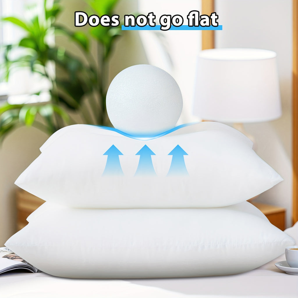 4pcs Fluffy Square Pillow Inserts with Zipper Closure - Plump White Stuffer Cushion Fillings, 100% Polypropylene