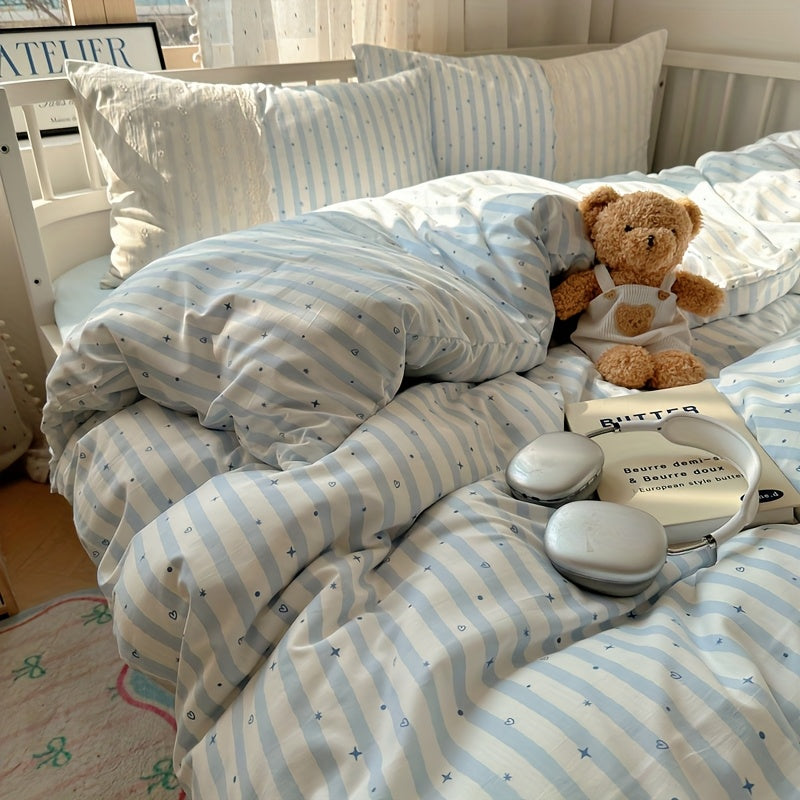 3-4pcs, Three u002FFour-Piece Set Duvet Cover*1+Fitted Sheet*1+Pillowcase*1