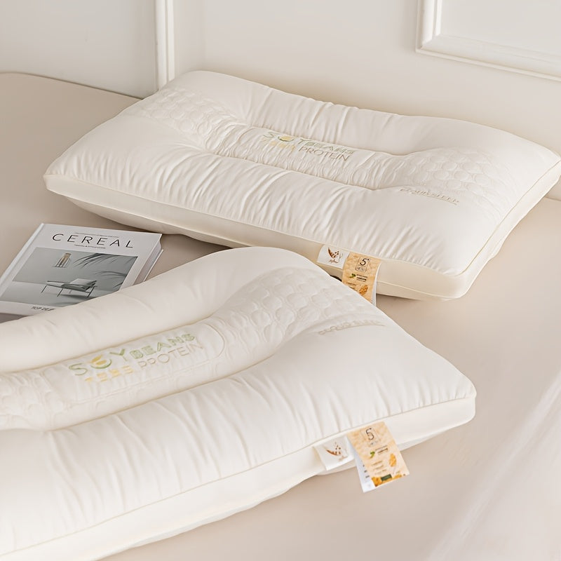 2-Pack Classic White Soy Protein Pillow Inserts, 100% Polyester Cover, Machine Washable, Knitted Fabric