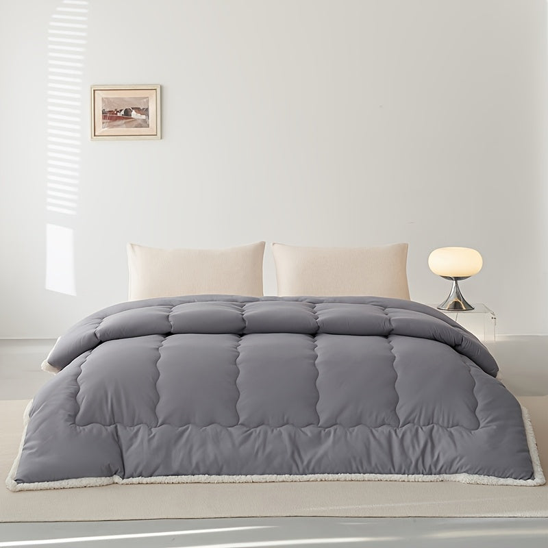 1 Pack All-Season Soft Fabric Quilt Core with 3-Sided Lamb Suede Trim, 100% Polyester Fill