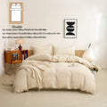 4pcs 100% French Linen Double Bedding Set, 4pcs Set Includes 1 Duvet Cover, 1 Fitted Sheet