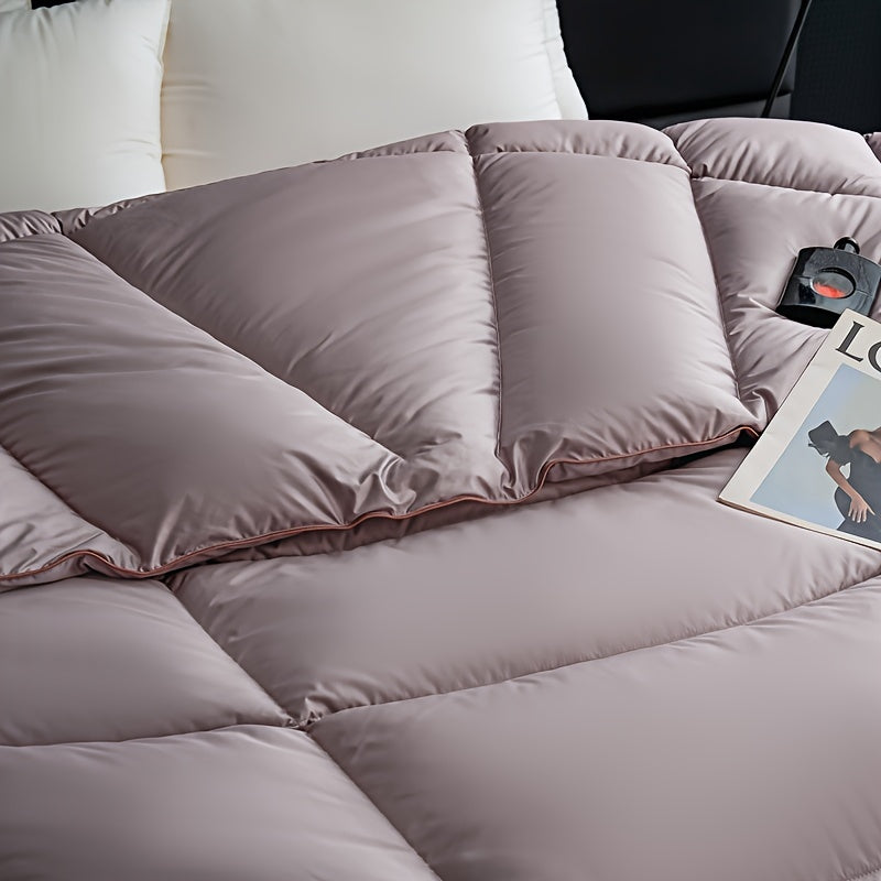 1pc Soft & Cozy All-Season Quilted Duvet Insert - Light Gray, Dual-Sided, Machine Washable