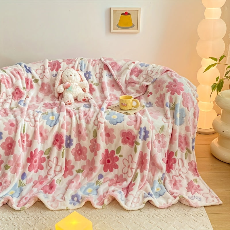 1pc Ultra-Soft Blanket Ultra-Soft 1pc Cartoon Flower Fleece Blanket | Snowflake Velvet All-Season Throw for Camping