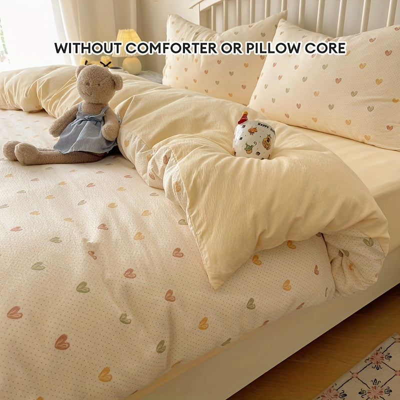 4pcs Bedding Set Japanese Sweet Style Soft Cream Yellow Sweet Healin