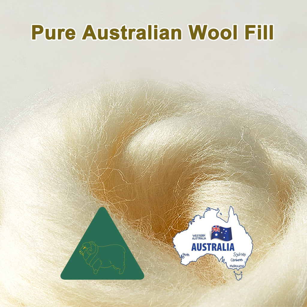 Reversible Luxury Wool Filled Comforter Set, 100% Australian Wool, Quilted Lightweight Summer Duvet Insert