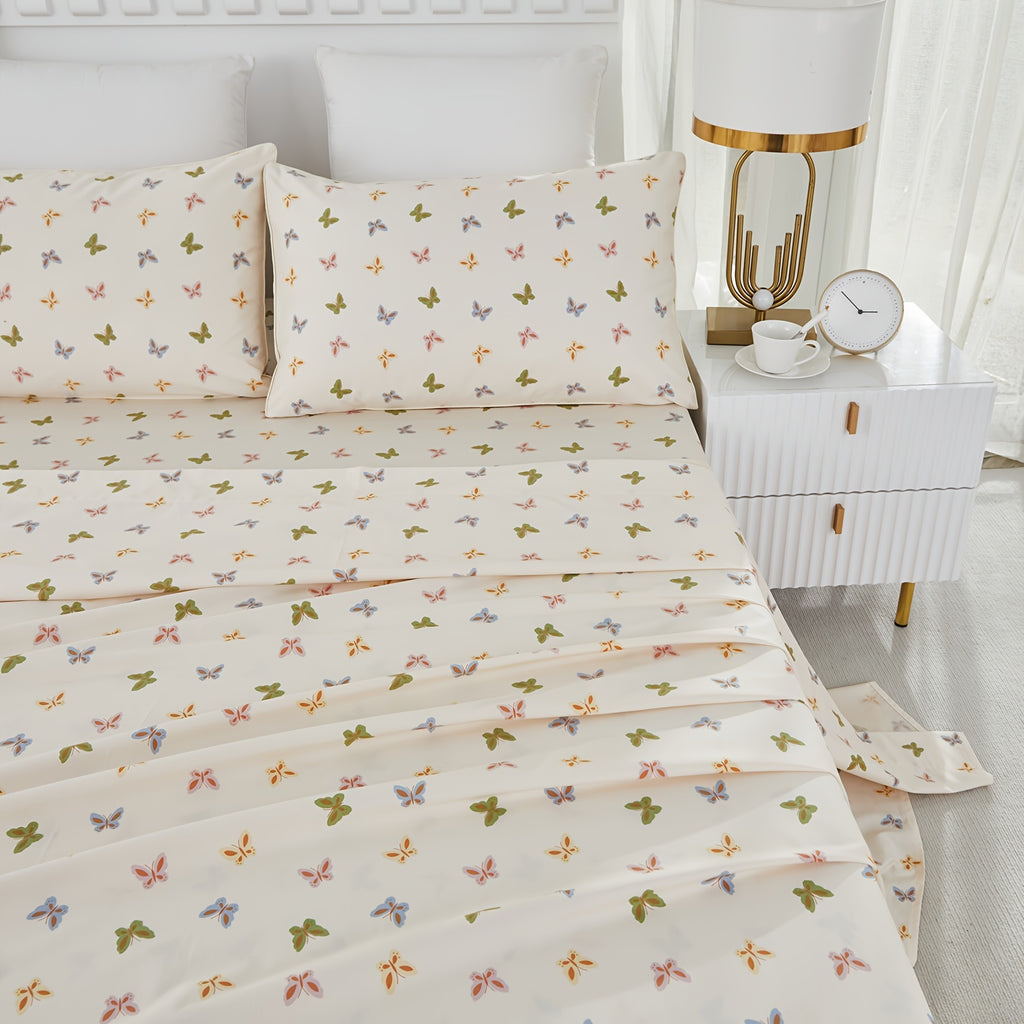 4pcs 600TC 100% Egyptian Cotton Fitted Sheet Set (1*Fitted Sheet+1*Flat Sheet+2*Pillowcase, Without Core)