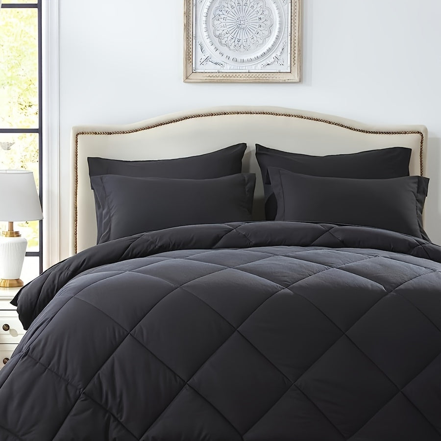 1pc Soft Breathable Polyester Quilted 110gsm Plus XL Comforter, Machine Washable