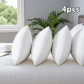4pcs Fluffy Square Pillow Inserts with Zipper Closure - Plump White Stuffer Cushion Fillings, 100% Polypropylene