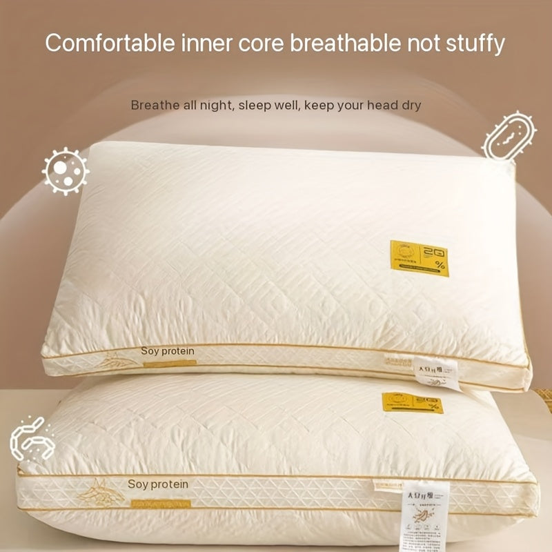 2pcs Soy Fiber 3D Breathable Premium Pillow Core - Adult High Elasticity Pillow - Hotel Standard Pillow