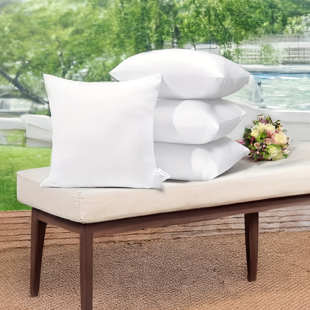 4pcs Fluffy Square Pillow Inserts with Zipper Closure - Plump White Stuffer Cushion Fillings, 100% Polypropylene