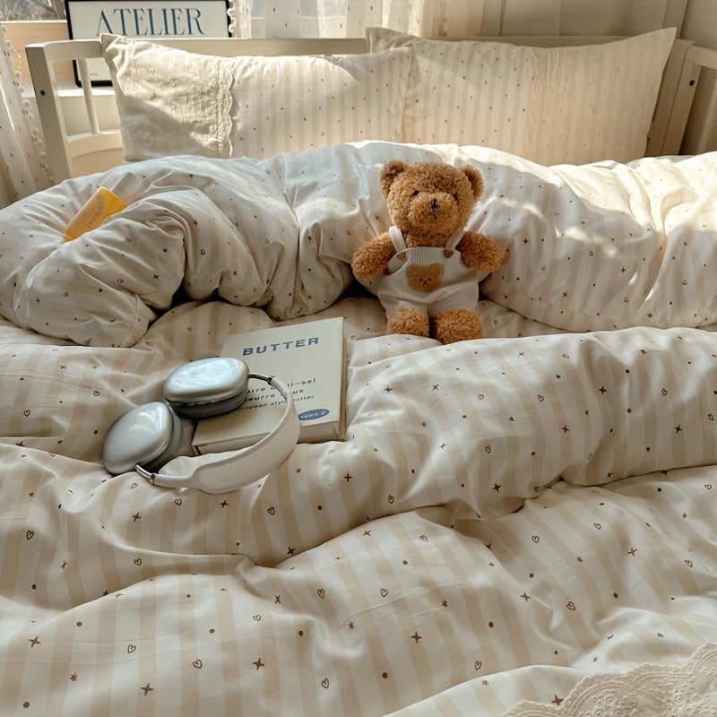 3-4pcs, Three u002FFour-Piece Set Duvet Cover*1+Fitted Sheet*1+Pillowcase*1