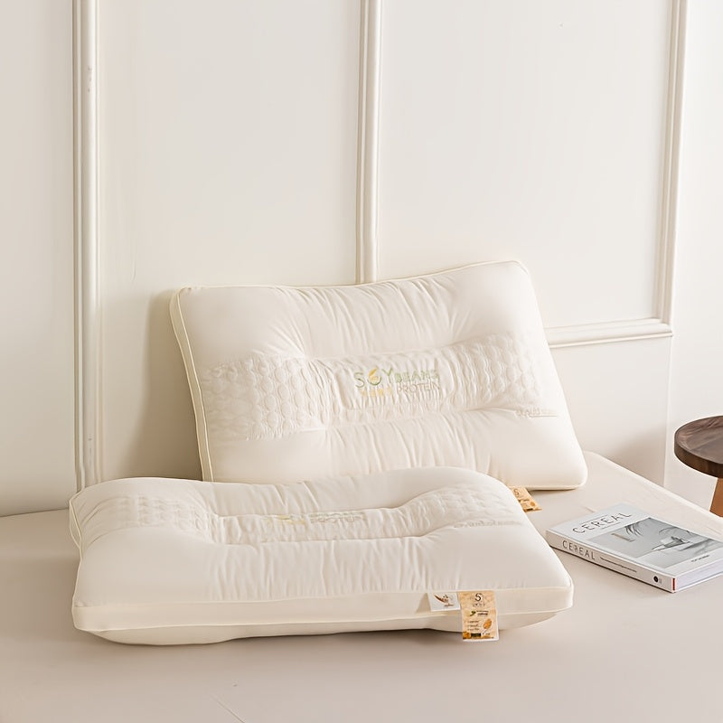 2-Pack Classic White Soy Protein Pillow Inserts, 100% Polyester Cover, Machine Washable, Knitted Fabric