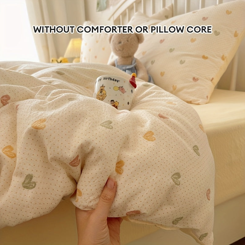 4pcs Bedding Set Japanese Sweet Style Soft Cream Yellow Sweet Healin