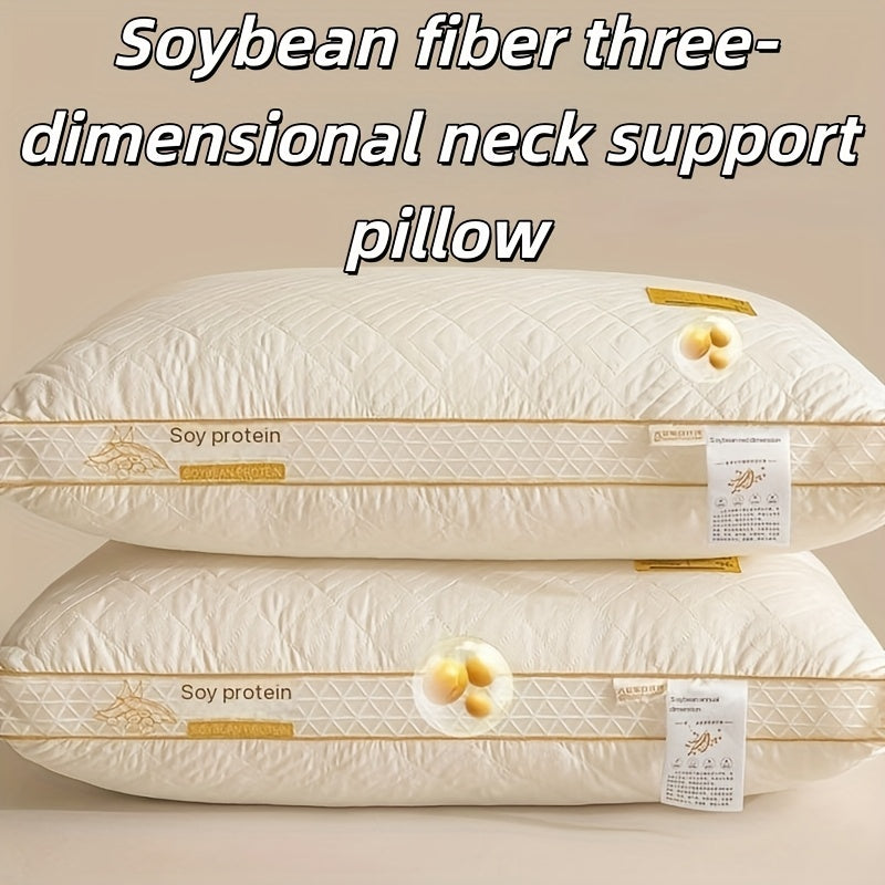 2pcs Soy Fiber 3D Breathable Premium Pillow Core - Adult High Elasticity Pillow - Hotel Standard Pillow