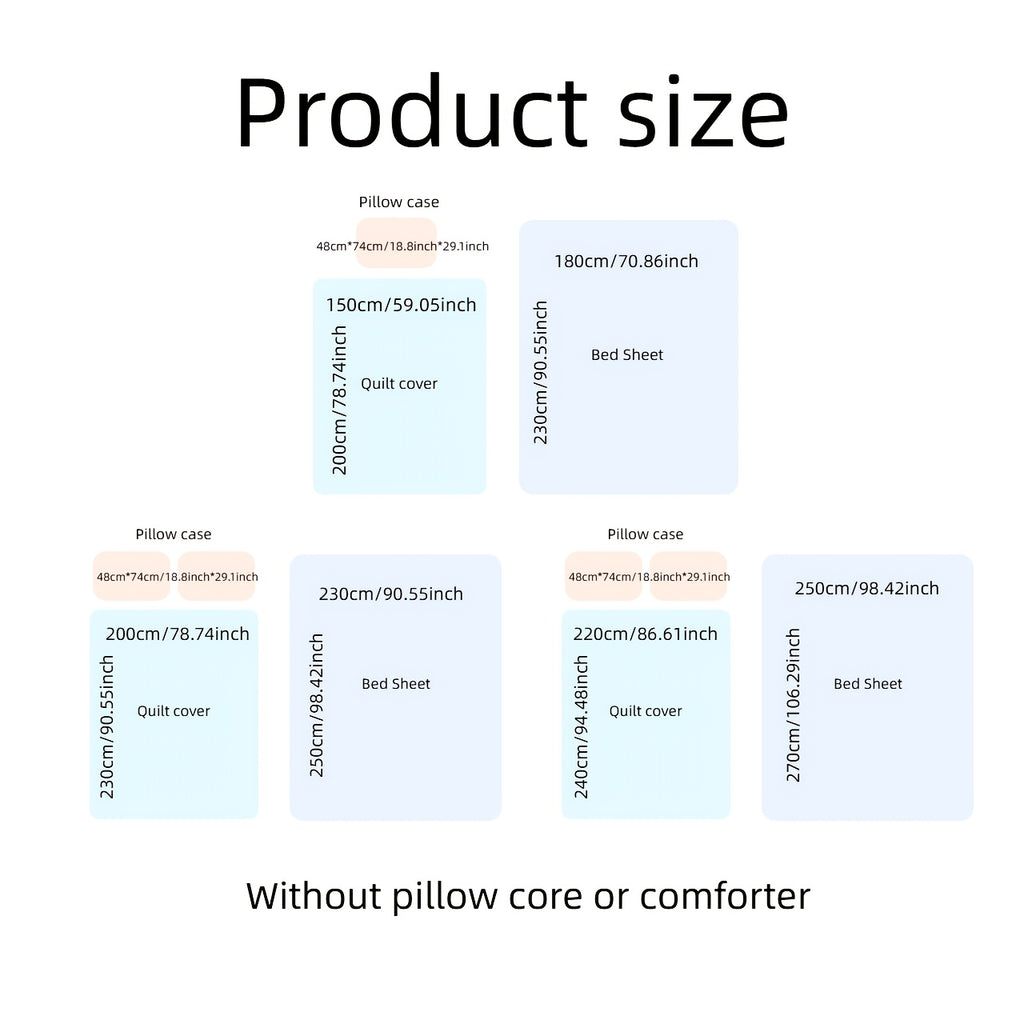 3-4pcs, Three u002FFour-Piece Set Duvet Cover*1+Fitted Sheet*1+Pillowcase*1