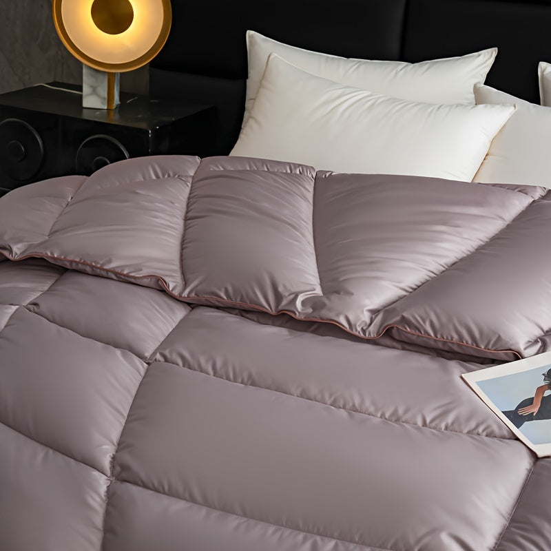 1pc Soft & Cozy All-Season Quilted Duvet Insert - Light Gray, Dual-Sided, Machine Washable