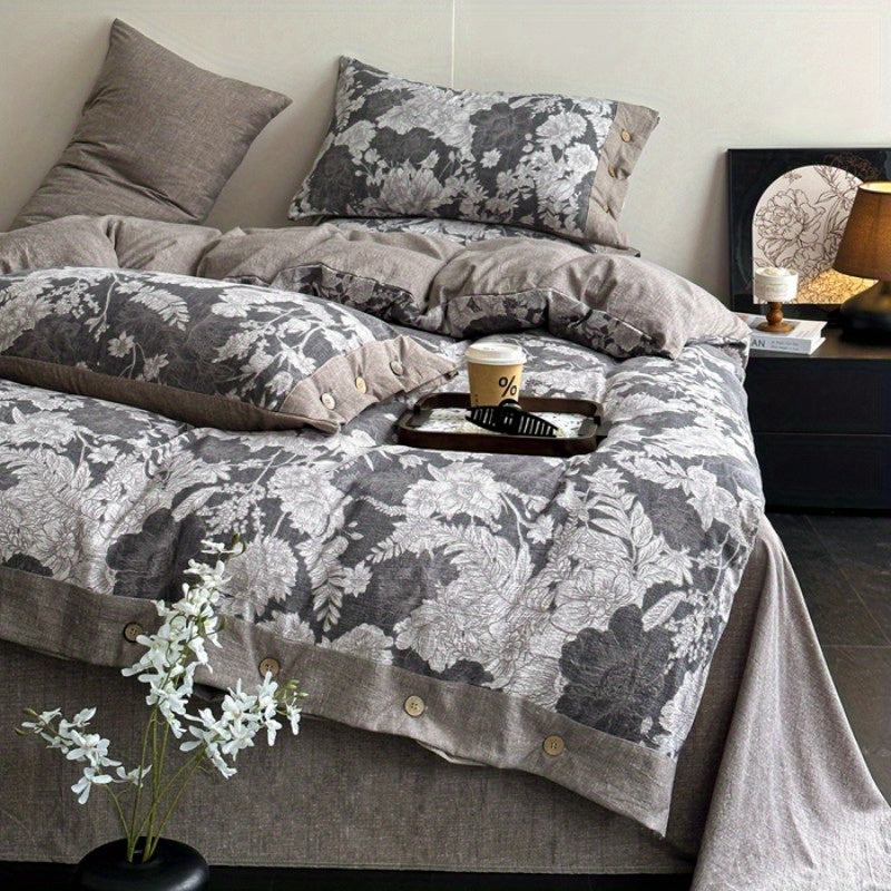 Autumn\u002F Winter New Arrivals A-Class Thickened High GSM Linen Retro Style Double Layer Printed Three-Piece Set and Four-Piece Set