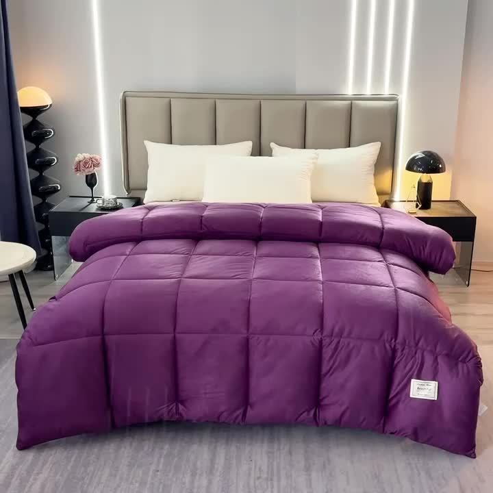3pcs of violet double-sided milk velvet warm velvet quilt sets, suitable for use in autumn and winter