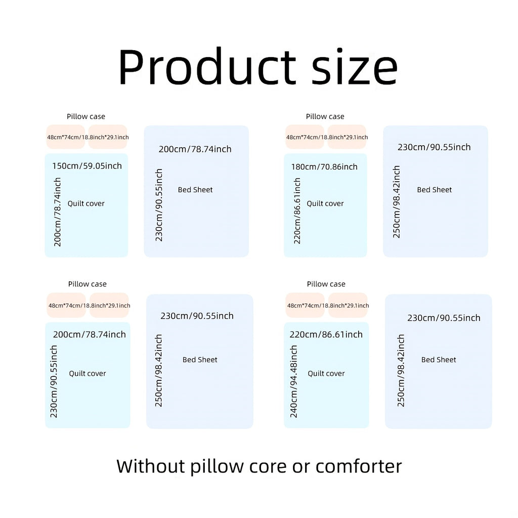 Four-Piece Bedding Set 4pcs, a Four-Piece Set (1 Duvet Cover + 1 Bed Sheet + 2 Pillowcases) Without Filling