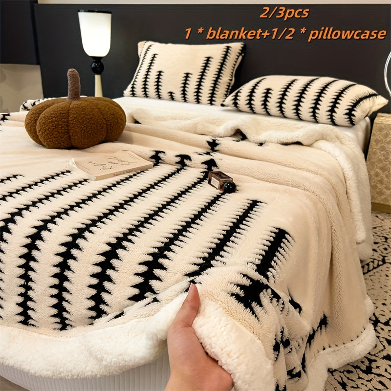 2\u002F3pcs Ultra-Soft Milk Fleece Multi-Functional Blanket Set: 1* Blanket + 1\u002F2* Pillowcase