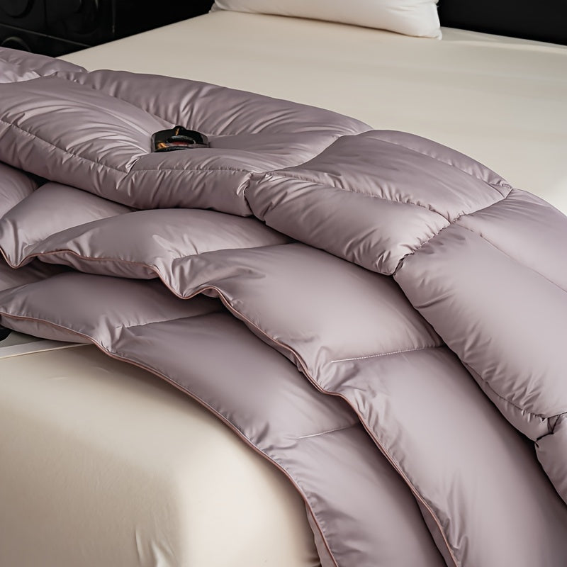 1pc Soft & Cozy All-Season Quilted Duvet Insert - Light Gray, Dual-Sided, Machine Washable