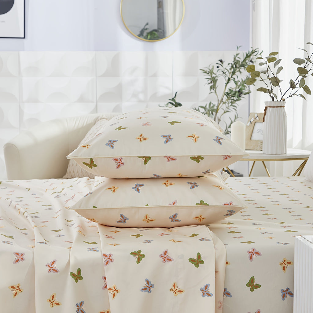 4pcs 600TC 100% Egyptian Cotton Fitted Sheet Set (1*Fitted Sheet+1*Flat Sheet+2*Pillowcase, Without Core)