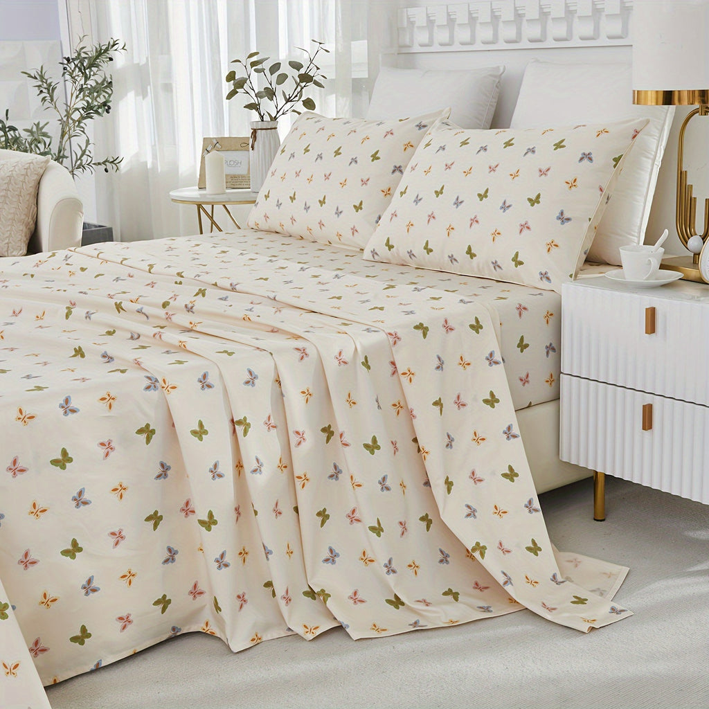 4pcs 600TC 100% Egyptian Cotton Fitted Sheet Set (1*Fitted Sheet+1*Flat Sheet+2*Pillowcase, Without Core)