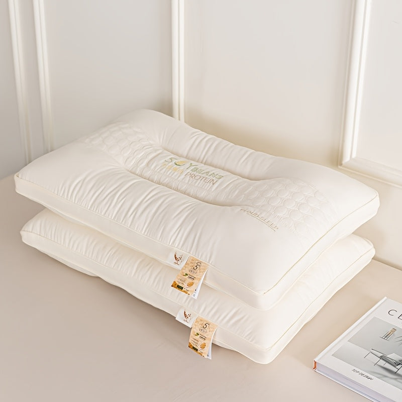 2-Pack Classic White Soy Protein Pillow Inserts, 100% Polyester Cover, Machine Washable, Knitted Fabric