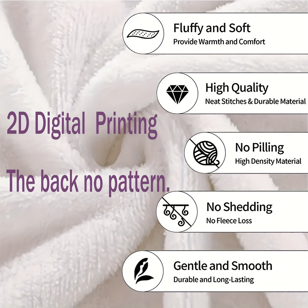 1pc All-Season Flannel Blanket - Soft Cozy Fall Throw with Pumpkin, Leaf & Floral Prints in Orange, Beige