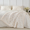 1pc Contemporary Floral Faux Rabbit Fur Blanket - Double-Layer Thickened All-Season Soft Bedspread with Ginkgo Leaf Pattern