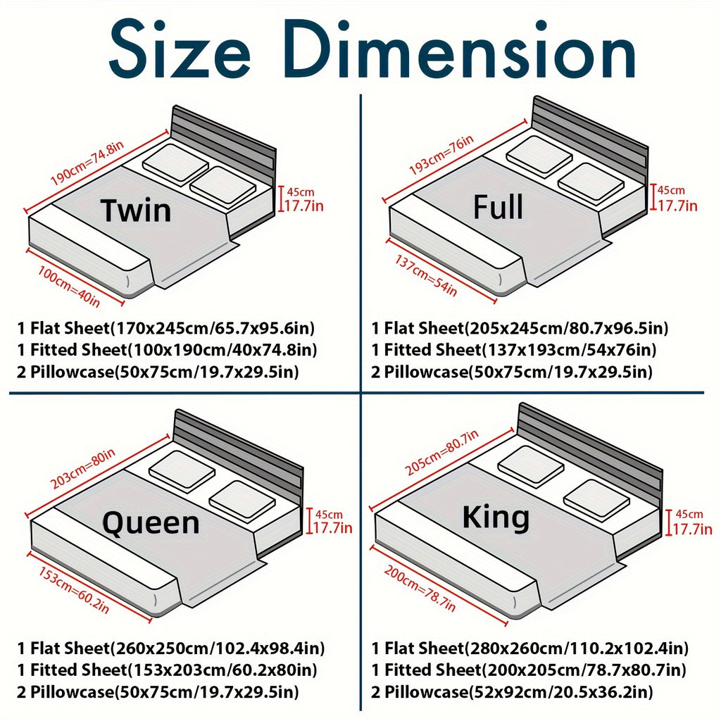4pcs 600TC 100% Egyptian Cotton Fitted Sheet Set (1*Fitted Sheet+1*Flat Sheet+2*Pillowcase, Without Core)