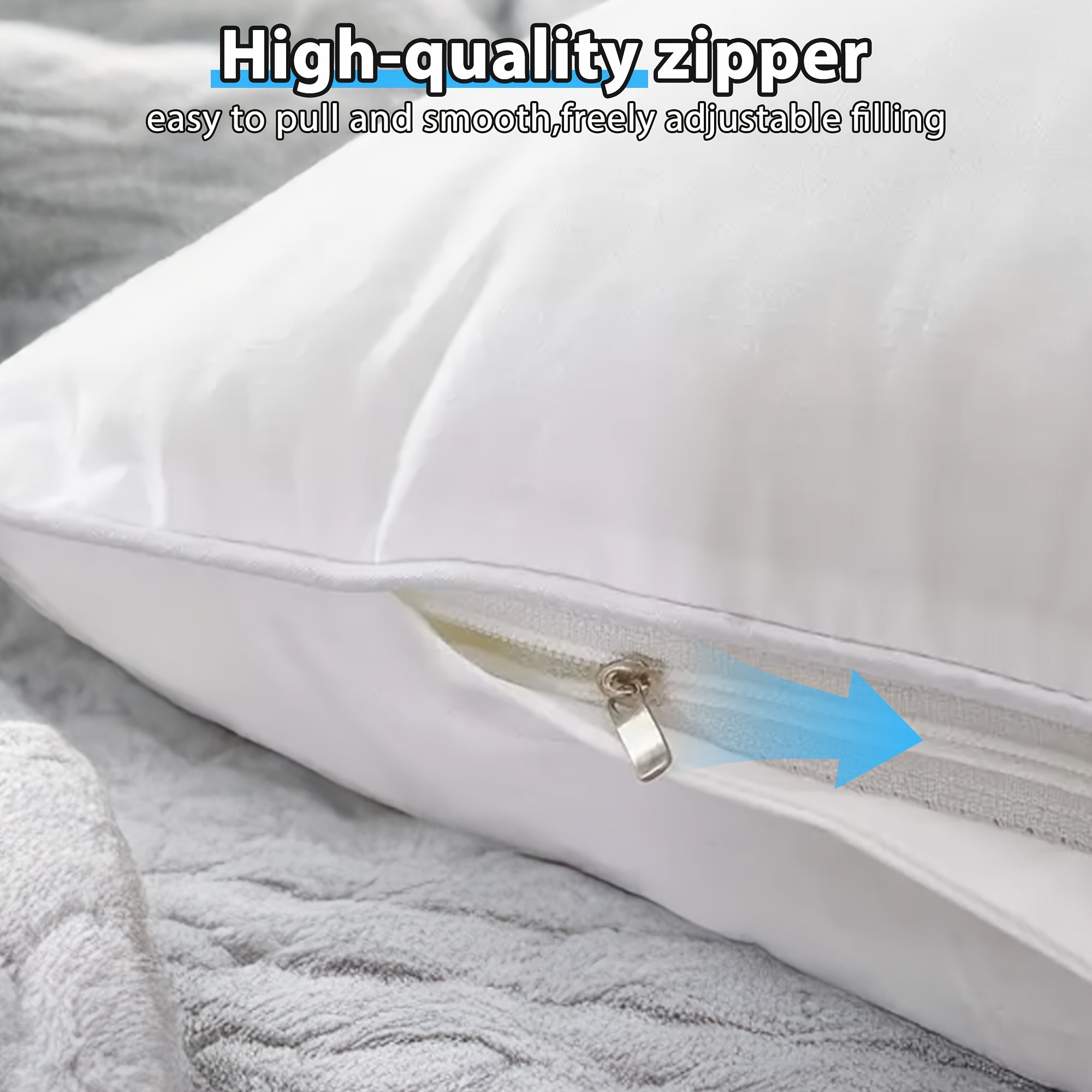 4pcs Fluffy Square Pillow Inserts with Zipper Closure - Plump White Stuffer Cushion Fillings, 100% Polypropylene