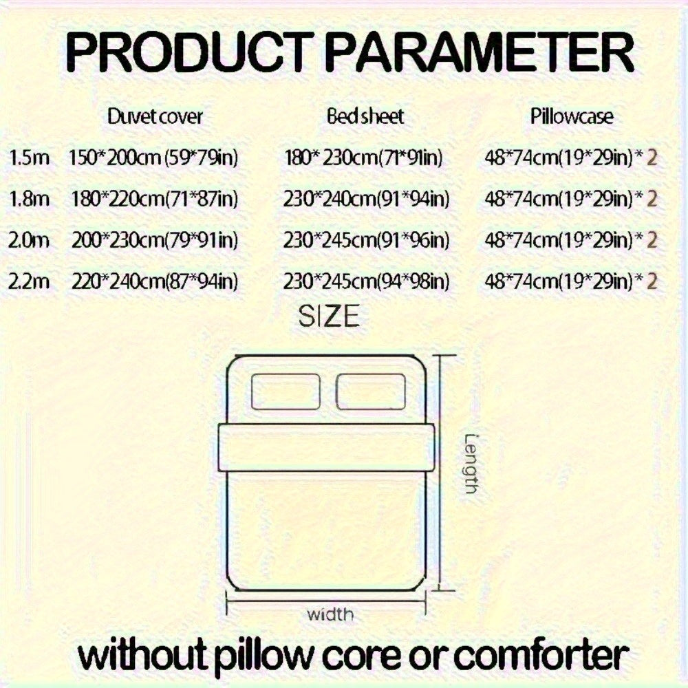 4pcs Jacquard Craft Bedding Set with Cute Rabbit + Dessert Pattern, Soft and Machine Washable