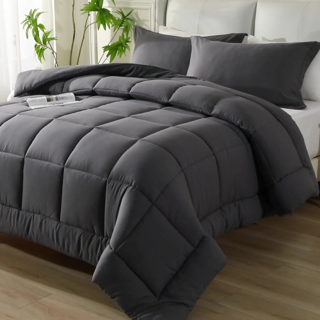 Heavyweight All-season Polyester Comforter Set - 2 u002F3 Pieces Quilted Duvet Insert with Soft Microfiber Filling