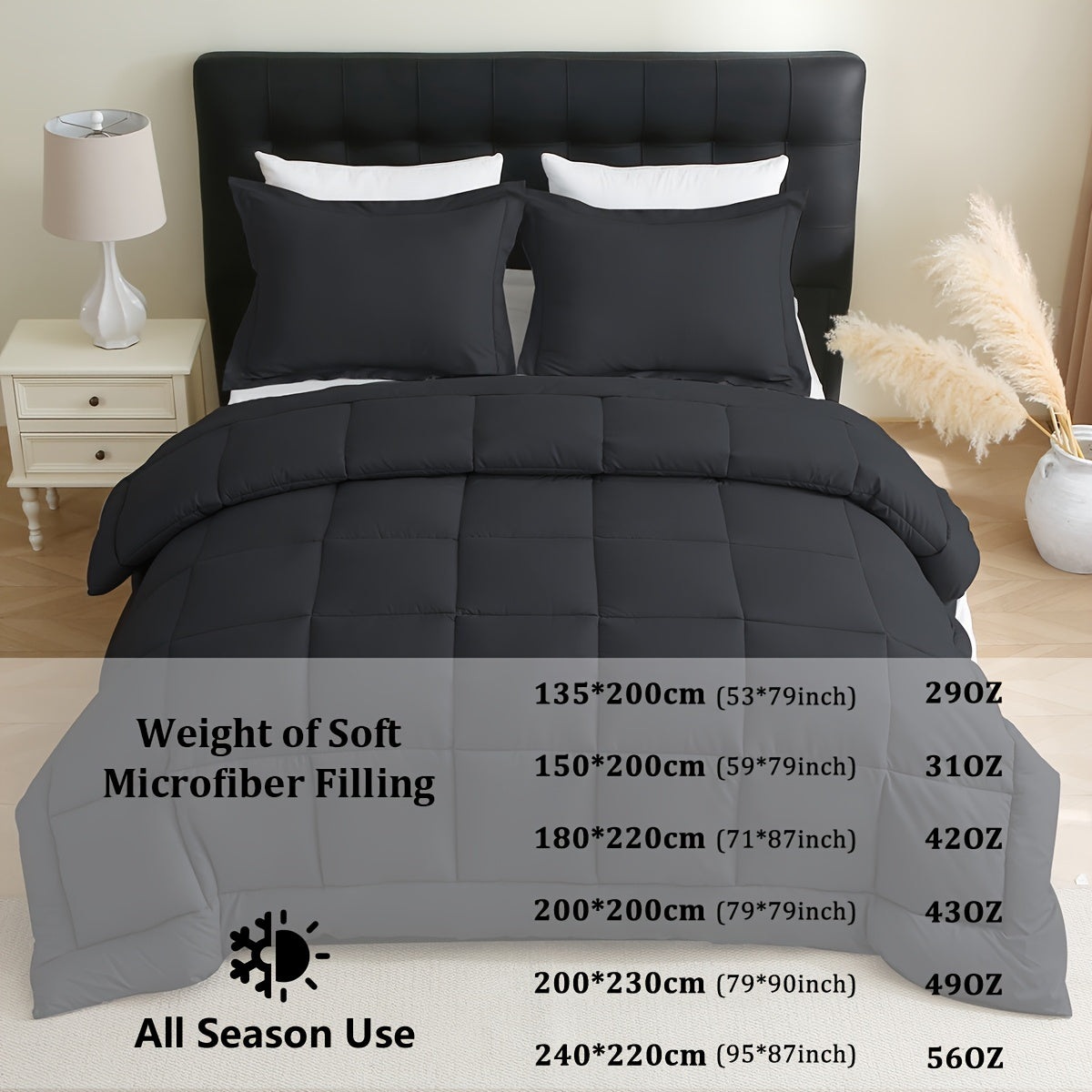 Heavyweight All-season Polyester Comforter Set - 2 u002F3 Pieces Quilted Duvet Insert with Soft Microfiber Filling