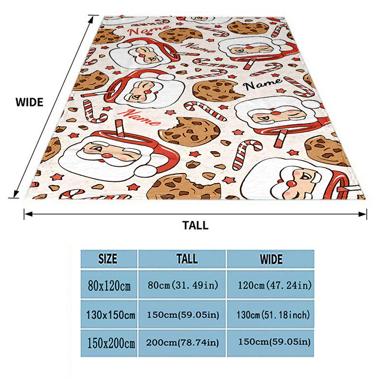 1pc Cozy Personalized Santa Claus Polyester Blanket - Custom Name, All Seasons, Chunky Knit Weave