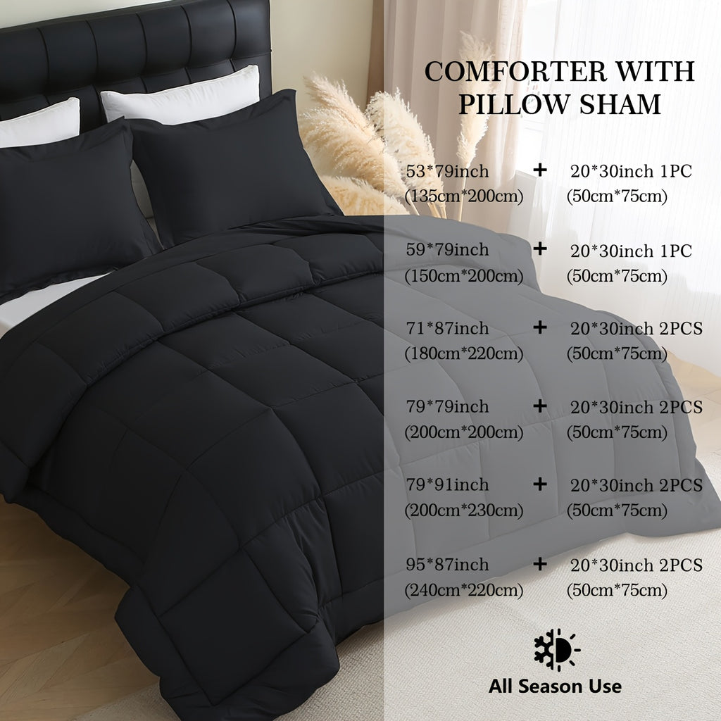 Heavyweight All-season Polyester Comforter Set - 2 u002F3 Pieces Quilted Duvet Insert with Soft Microfiber Filling
