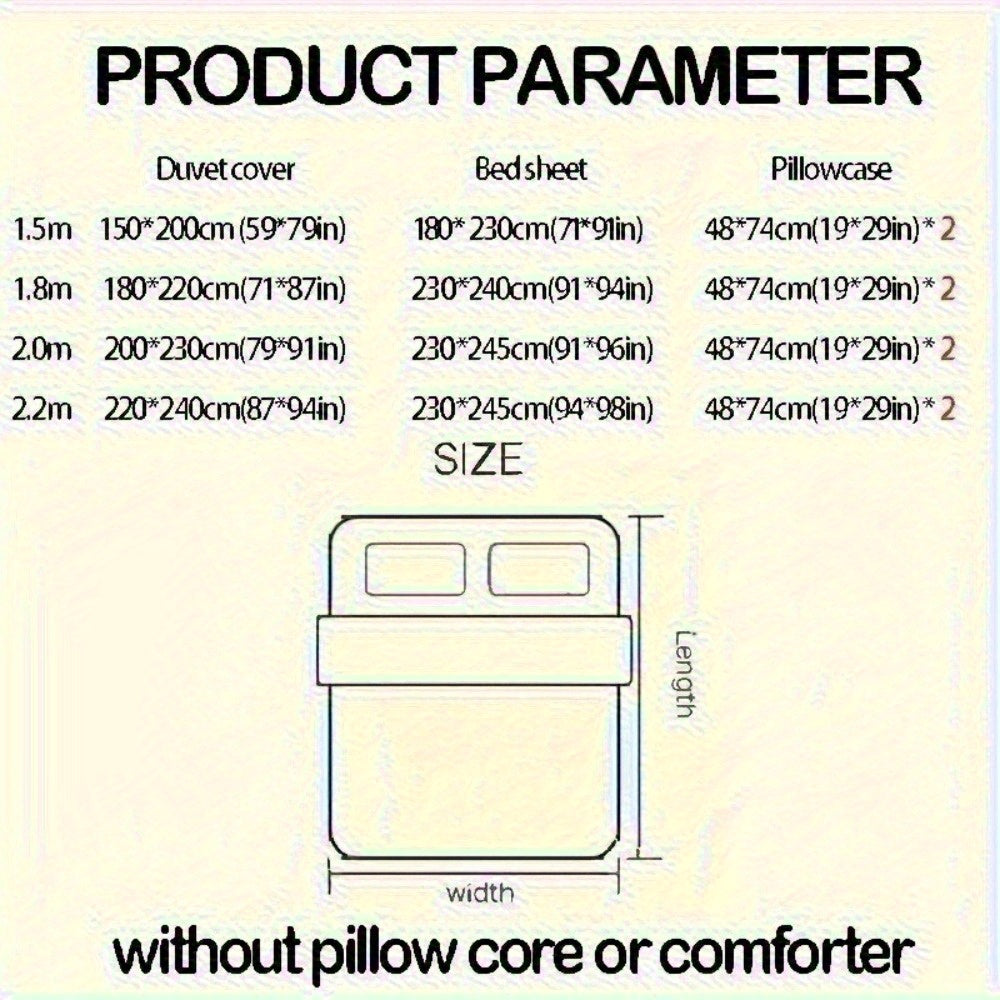 Green Love + Bow Modern Style Bedding Set (1 Duvet Cover + 1 Fitted Sheet + 2 Pillowcases)