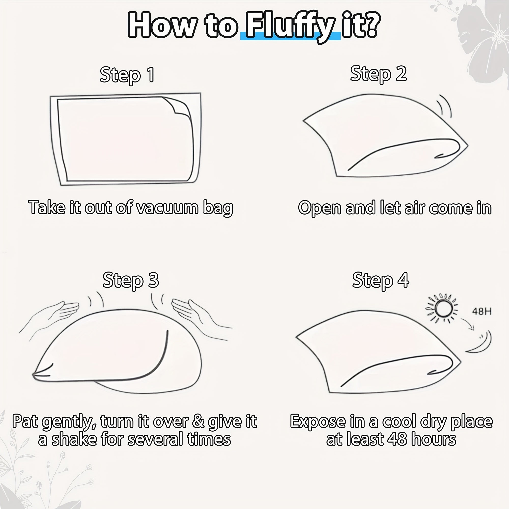 4pcs Fluffy Square Pillow Inserts with Zipper Closure - Plump White Stuffer Cushion Fillings, 100% Polypropylene